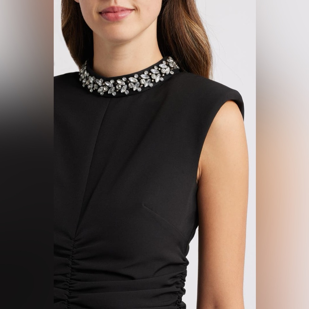 Eliza J - Embellished Mock Neck Sheath Dress - Size 10 - Picture 3 of 9